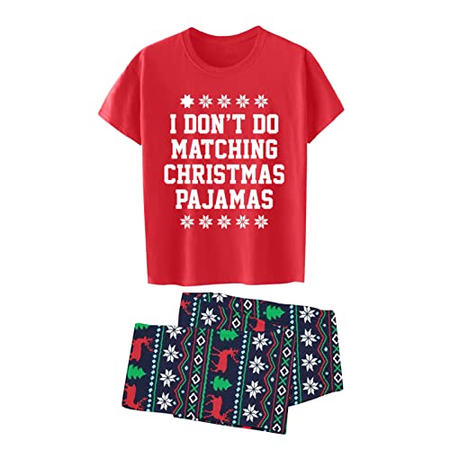 Christmas Pajamas for Family, Funny Letter Family Christmas Pjs Matching Sets Snowflake Short Sleeve Xmas Sleepwear