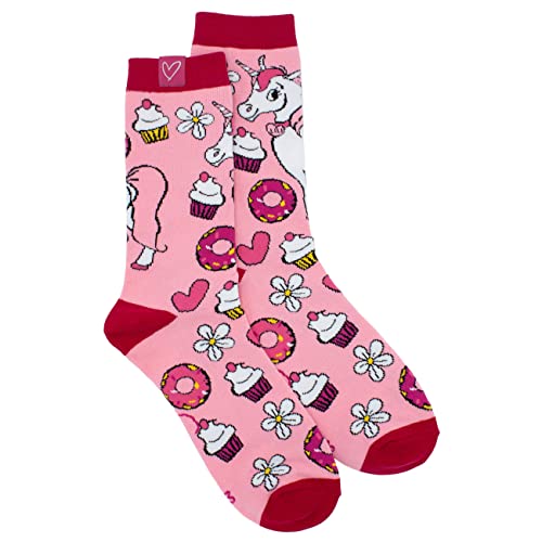 Soulhorse Bunte Comic Socken Lili Unicorn Größe 39-42 - Pink Reiter Socken, Stylische Socken Kinder und Erwachsene für Alltag, Sport und Freizeit Cover
