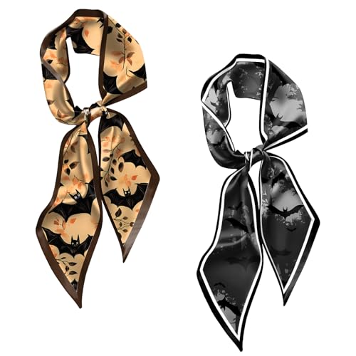 2PC Hair Head Scarf Neck Scarves Silk Feeling Long Oblique Angle Satin Cute Women Girls Handbag 59 * 6.7''