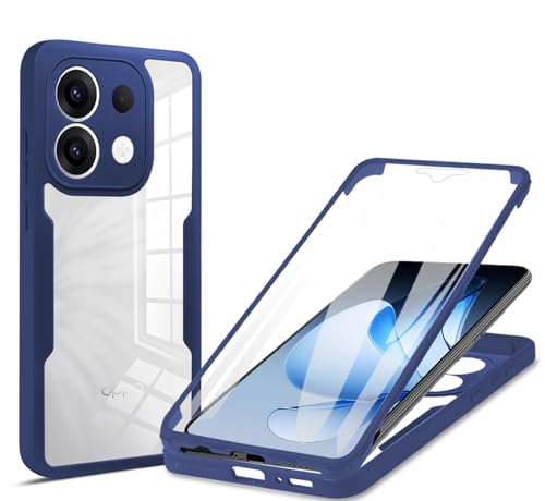 Housse Oppo Reno 13 Pro 5G antichoc rigide silicone TPU bumper transparent bleu 360