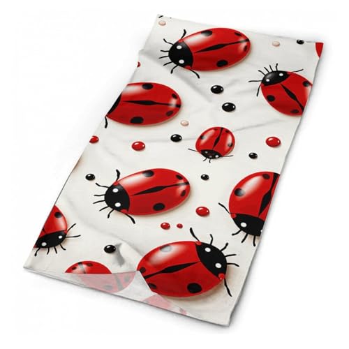 Red Ladybug Neck Gaiter Face Cover Scarf, Breathable Sun Balaclava for Skiing Fishing Hiking Cycling2