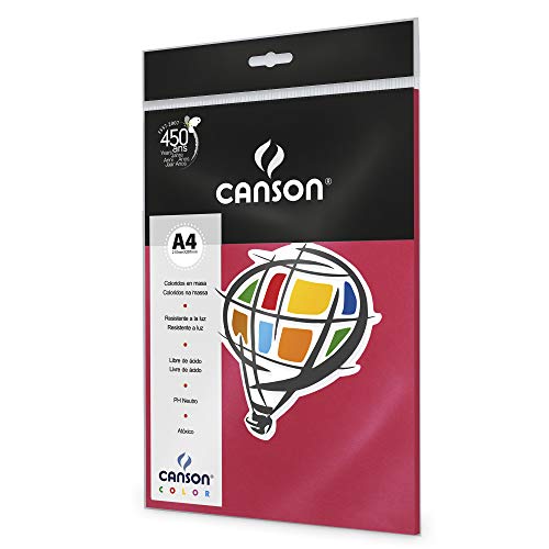 Papel Colorido A4 180g/m², Canson, 66661144, Rosa Escuro, 50 Folhas