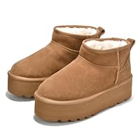 Project Cloud 100% Genuine Leather Ankle Boots for Women - Anti-Slip Memory Foam Insole Womens Boots - Lightweight Winter Womens Shoes, Ankle Booties for Women (Huggy, Chestnut, 7)