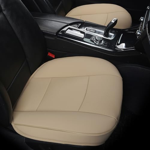 Image of 1Piece Bottom Seat Protector Car Seat Cover PU Leather Front Car Seat Protector Driver Seat Cover Wrapping Edge Seat Bottom Cover Waterproof for Four Seasons (53x52 cm) (beige-a)