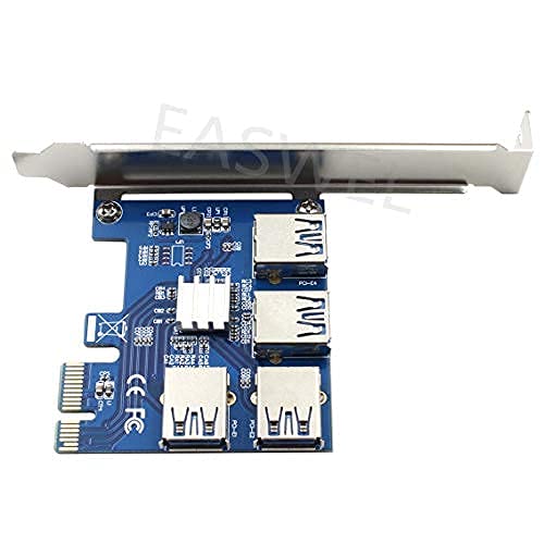 4 Ports PCIe Riser Adapter Board PCI-E 1x to 4 USB 3.0 PCI-E Rabbet GPU Riser US