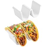 Chef Tacos Taco Halter Keramik (2er Set), Taco Ständer für Tortilla und Taco-Schalen, Hält 4 Tacos, Wrap Server für Ofen und Küche, Spülmaschinen- & Mikrowellengeeignet (Weiß)