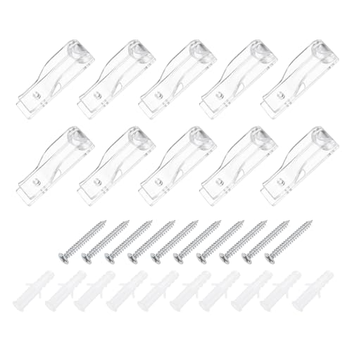 QUARKZMAN 10Pcs 60x17.5mm Sujetador De Cadena Y Cordón para Persianas, Gancho De Fijación P para Cortinas, Dispositivo De Tensión De Cadena con Tornillos, Transparente