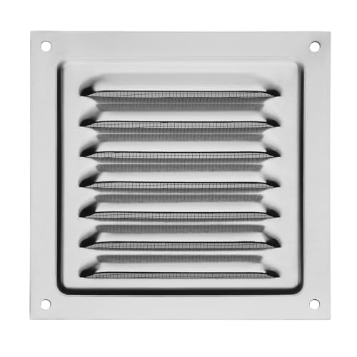 SOTECH rejilla de ventilación de aluminio 125 x 125 mm aspecto acero inoxidable con mosquitera Rejilla de extracción de aire atornillable
