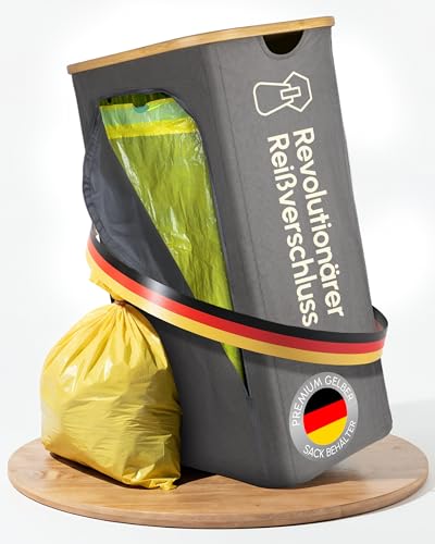 Avelya Gelber Sack Ständer 110L-Gelber Sack Mülleimer & Müllsackständer für gelbe Säcke - Premium Müllständer mit Reißverschluss für Haushalt & Garten (Grau 110L)