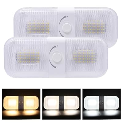 Homdec 2Pack LED RV Ceiling Double Dome Light Fixture with Switch, 12V-24V RV Interior Lighting, 1500 Lumen Brightness Lights for Car/RV/Trailer/Camper/Boat 3000K/4000K/6500K