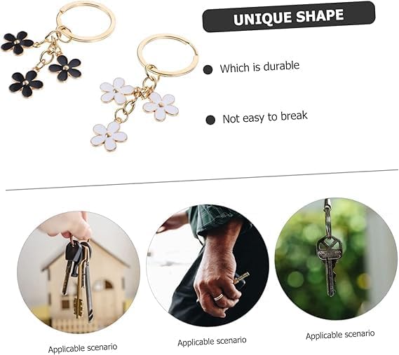 1 Pcs Flowers Charms Enameled Keychain Cute Flowers Chain Tassel Keyring Purse Bag Accessories image 4