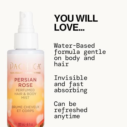 Image of Pacifica Persian Rose Perfumed Hair & Body Mist, Alcohol-Free Spray Designed For Head-To-Toe Wear, Vegan & Cruelty-Free, 6 Fl Oz