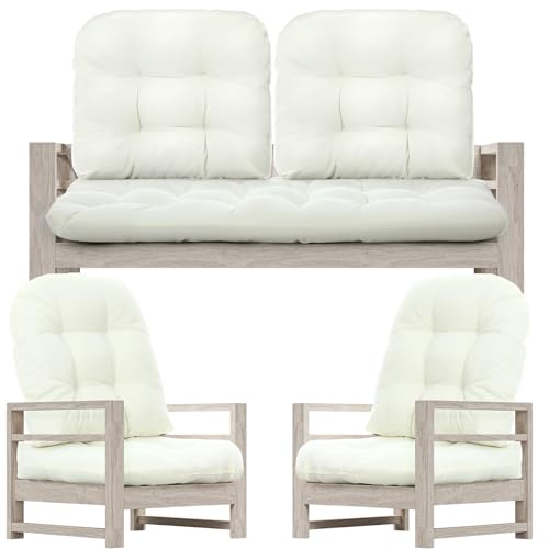 Wenqik 7 Pcs Outdoor Wicker Chair Cushions Set with 1 Loveseat Cushions 44 x 19 in Weatherproof & 6 U Shaped Cushions for Wicker Patio Furniture Porch Swing Bench Seat Sofa Couch(Beige)