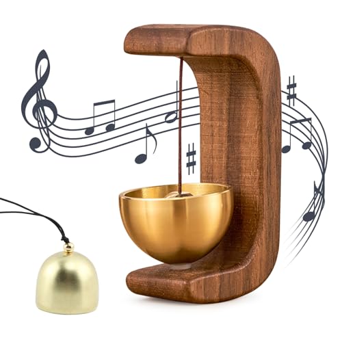 Wooden Shopkeepers Bell, Magnetic Door Chime with Brass Bell for Home/Store