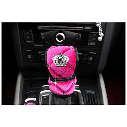 Siyibb Soft Plush Car Gear Shift Cover Crystal Crown Car Styling - Pink #TOP3