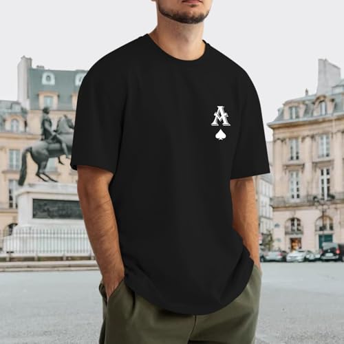 Men's Graphic Tees Vintage Oversize T Shirts Poker Ace of Spades Shirt Streetwear Rapper Casual Tee Top3