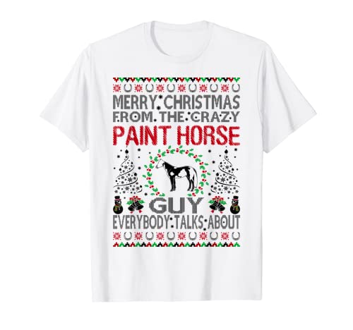 Hombre Feliz Navidad de Crazy Paint Horse Guy regalo Camiseta