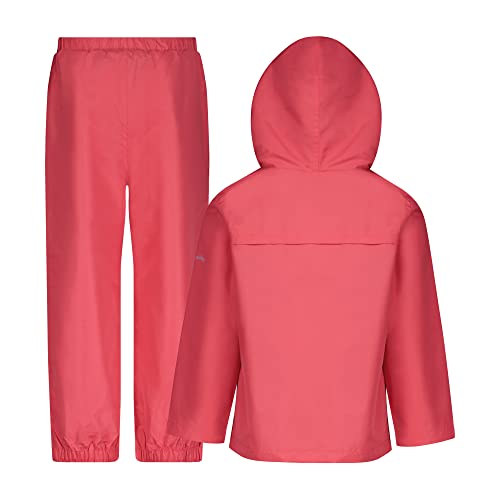 London Fog Girls Waterproof Rain Suit For Kids Hooded Jacket And Splash Pant Set, Pink, 3T #TOP1