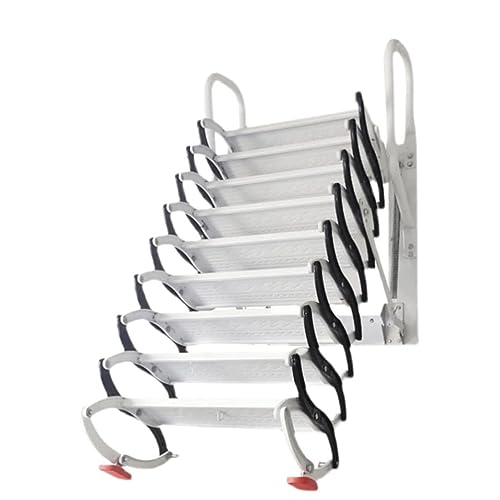 Escalera telescópica para ático montada en la Pared, Escalera para Loft, Escalera Plegable para Exteriores, Escalera elevadora de Estiramiento y contracción con Gancho para Escalera