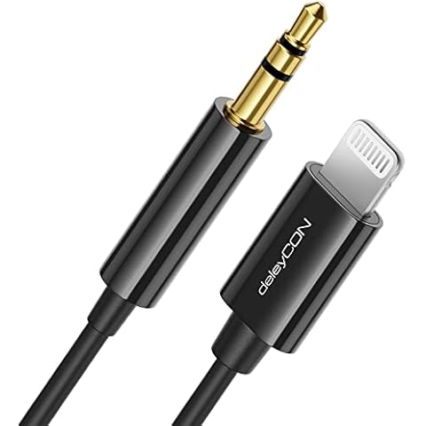 Cable de Audio deleyCON 0,5m Lightning 8 Pin a 3,5mm MFi Compatible con Apple Cover