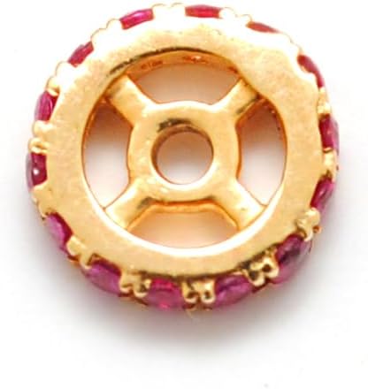 Kanika Creations 14k Solid Yellow Gold Ruby Wheel Spacer – 6mm Rondelle Gemstone Spacer Bead – Fine Gold Jewelry