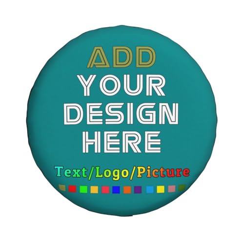 Image of Custom Spare Tire Cover with Logo Photo Text, Personalized Polyester Tire Covers Protectors for Trailer RV SUV and Many Vehicles, Darkcyan