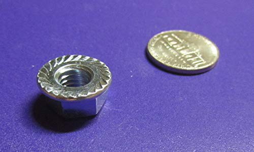 Metric Class 8.8 Zinc Plated Serrated Steel Flange Lock Nuts, M8 x 1.25 Thread x 13mm W x 8mm H, 100 Pcs