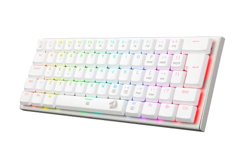 TECLADO MECANICO GAMER REDRAGON ANIVIA BRANCO RGB COM SWITCH MARROM ABNT-2