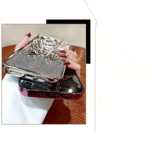 Coque iPhone 13 à paillettes avec support papillon et dragonne intégrée - 4