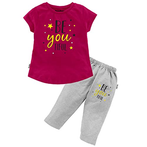 Image of NammaBaby Girl Cotton Night Suit Tshirt Shorts Capri Pyjama Set - Multipacks