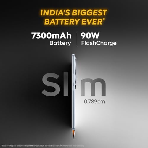 iQOO Z10 5G (Stellar Black, 8GB RAM, 128GB Storage) | India's Biggest Ever 7300 mAh Battery | Snapdragon 7s Gen 3 Processor | Brightest Quad Curved AMOLED Display in the Segment view 2