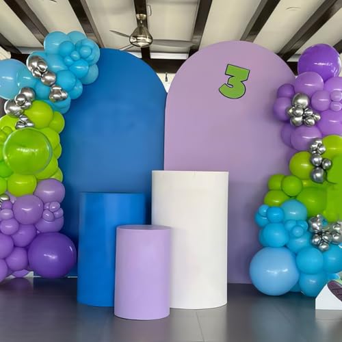 Image of Green Purple Blue Balloons, Green Blue Balloon Purple Teal Silver Balloon Grassy Balloons for Birthday Boys Girls Baby Shower Monster Theme Party Wedding Anniversary Decorations Supplies