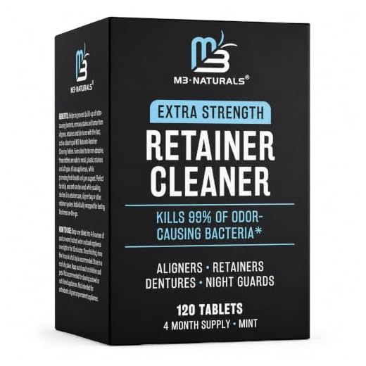 Retainer Cleaner Tablets Invisalign Cleaner - FSA HSA Approved - Remove Odors Discoloration Stains and Plaque 4 Month Supply Denture Cleaner for Retainers and Mouth Guards Denture Bath Fresh Mint