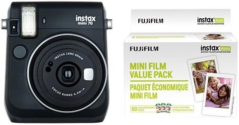 Fujifilm Instax Mini 70 - Instant Film Camera (Black) and Instax Mini Film Value Pack - 60 Images