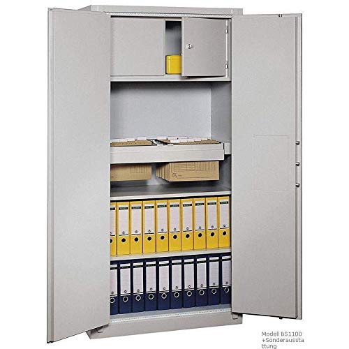 Müller Safe BS 1400 Stahlbüroschrank, Doppelbartschloss mit 2 Schlüsseln, H195xB126xT55 cm, 215 kg