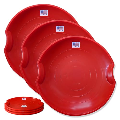 Image of Flexible Flyer 26 inch Flying Saucer Sled Multipack - Plastic Snow Sleds with Hand Grips, Heavy Duty Snow Discs for Kids, Adults, Schools, Camps & Daycares