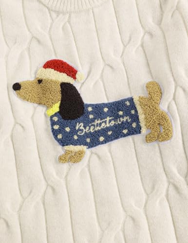 Aelfric Eden Women's Oversized Grahpic Cable Knit Crewneck Sweaters Long Sleeve Sweater 2025 Outfits Pullover2