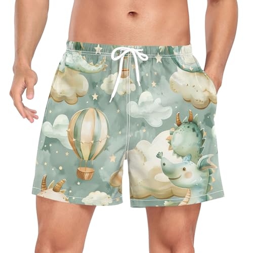 xigua Watercolor Dragons Mens Swim Trunks with Liner, 5 inch Quick Dry Mens Boardshorts for Beach