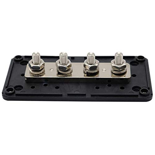 Davitu New DC 48V 300A 4 Terminal Studs Busbar Power Distribution Block for Car Boat (Black) - (Color: Black)