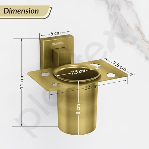 Image of Plantex Tumbler Holder for Bathroom /Stainless Steel Toothbrush Holder /Toothpaste Holder /Bathroom Accessories - Pack of 1, Aqua (Brass Antique)