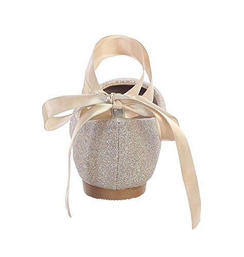 iGirlDress Girls Glitter Ribbon Ankle Ties Ballerina Flat Shoes 9 Toddler-5 Kids2