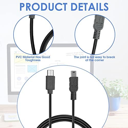 Mini USB to Type C Cable,1M USB C to Mini B High Speed Adapter Data Sync Charging Lead Cord Cable Compatible with Digital Camera MP3 Player MacBook Air iPad Pro Lenovo Yoga HP Dell XPS