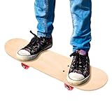 GANAZONO Patineta De Trucos para Niños 43x13 Cm De Madera Maciza Ecológica, Monopatín Blanco DIY, Monopatín Interactivo Resistente para Habilidades y Manualidades Infantiles