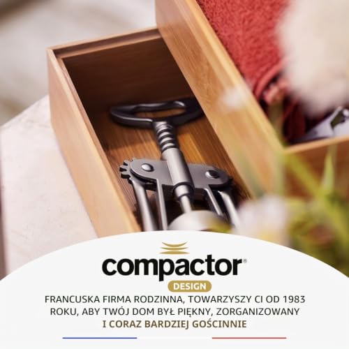 Compactor Bambusowy organizer do szuflad, drewniane pudełko do przechowywania w sypialni, kuchni i biurze, do przechowywania w łazience i pudełko na biżuterię, mały rozmiar, seria Osaka, brązowy