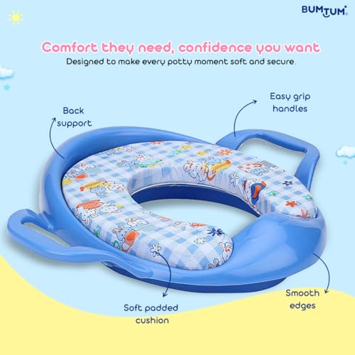 Image of BUMTUM Baby Potty Seat | Soft Cushion Potty Seat With Handle For Extra Comfort | Suitable For Potty Training of Babies, Kids & Toddlers(Blue)