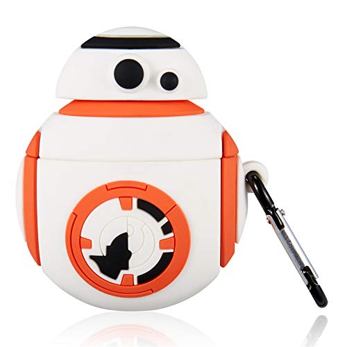 Jowhep Case For Airpod 2/1 Silicone Carton Design Cute Cover Fashion Funny Kawaii Skin Protective Accessories Shell For Airpods 1/2 Shockproof Cases With Keychain Kids Boys, Blue White Robot 2 Packs #TOP4