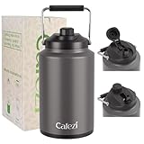 Cafezi 1 Gallon Water Jug, 2-in-1 Flip Straw and Spout Lid, Vacuum Insulated Stainless Steel 128 oz Water Bottle for Cold & Hot Drinks, Leak Proof Sweat-free, Great for Yoga, Fishing, Hiking