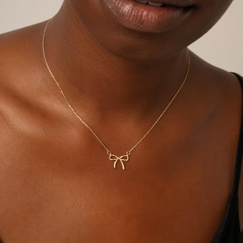 Dainty Gold Necklace for Women - Bow Necklace Gold Necklace for Women Non Tarnish Bow Necklace for Girls Teen Girl Gifts for Girls 6 7 8 9 10 11 12 Year Old Girl Birthday Gifts Gold Jewelry3