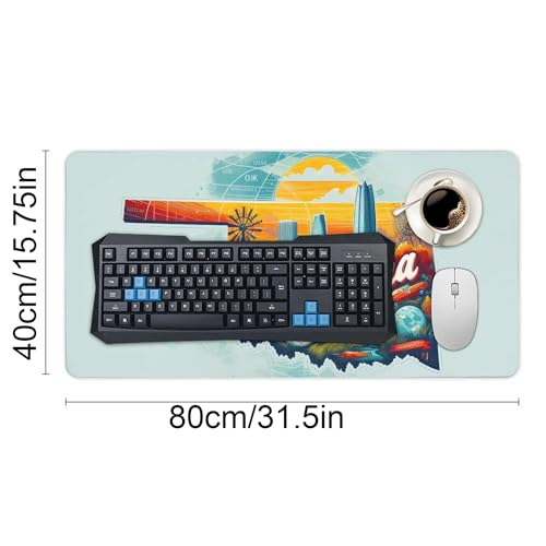 Image of Oklahoma Extended Gaming Mouse Pad, with Stitched Edges Large Mouse Pad Desk Protector, Rubber Base Mousepad Keyboard Mouses Mat for Work Game Office Home- 32 inch X 16 inch Inch
