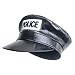 Dzrige Leather Police Hat Cop Hat Officer Cap Cosplay Accessories for Stage Performance Halloween Party (Black)